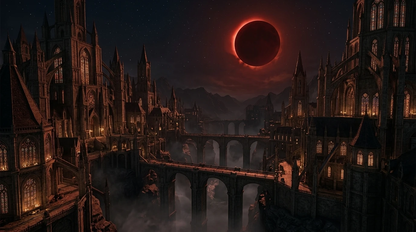 Crimson Moon Gothic cathedral and high resolution Unreal Engine 5 assets